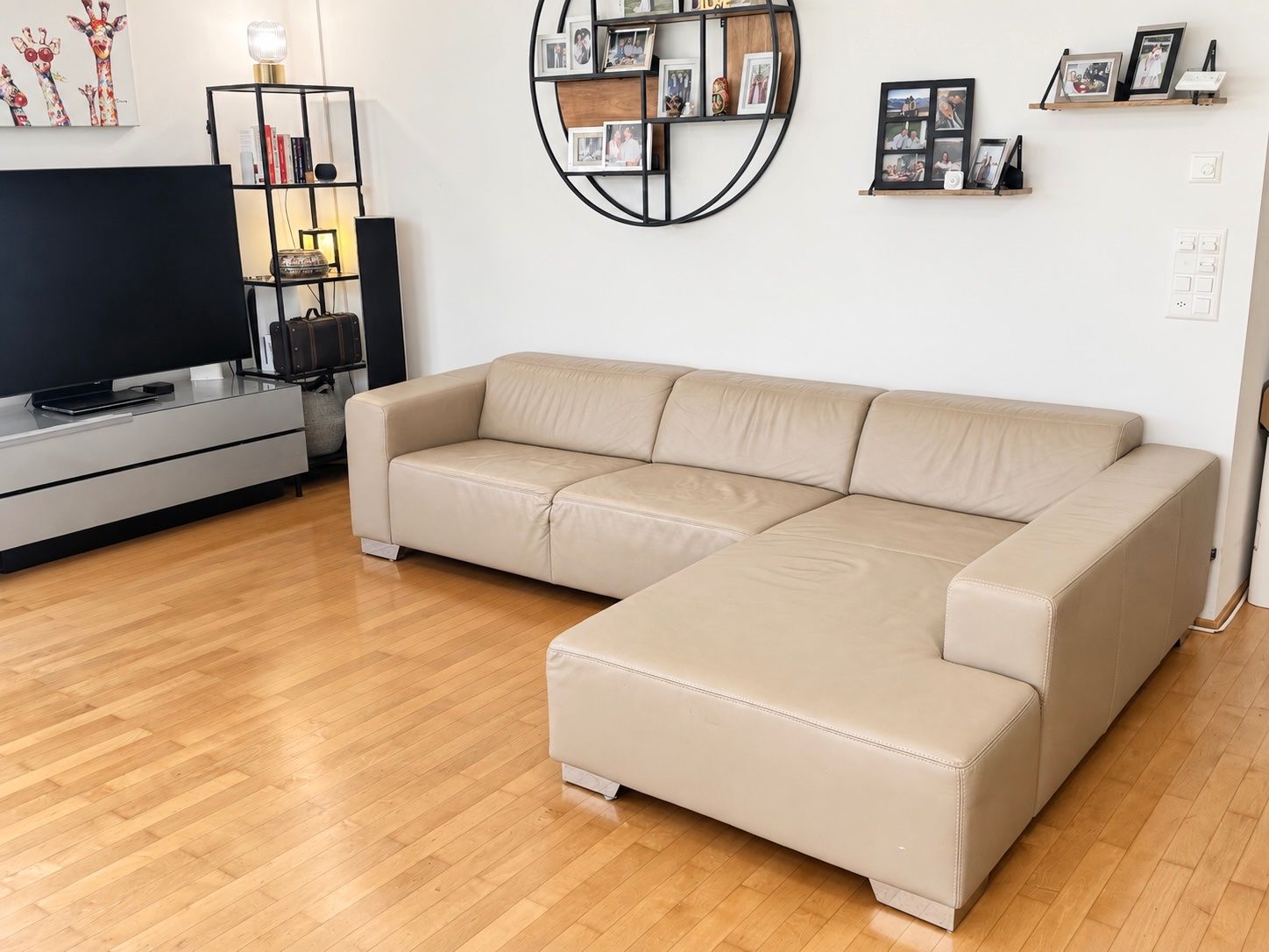 Divani: Echtleder-Ecksofa / Bettsofa, beige - Ewald Schillig QUINTO – Usato da Zürich venduto da nil_6px8 2