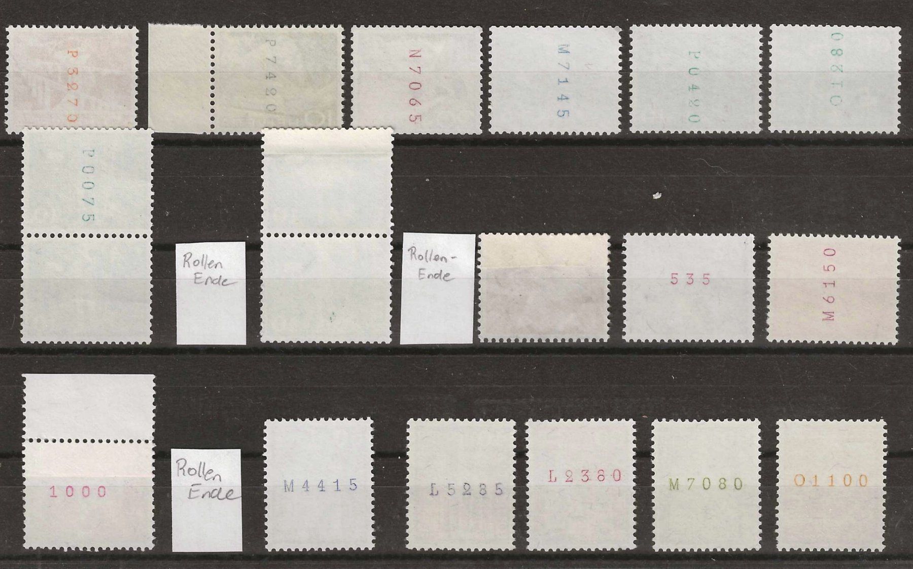 Alle Briefmarken: Rollenmarken mit Kontrollnummern, 3x Rollen-Ende ** – Neu (gemäss Beschreibung) aus Gümligen von Geniusbuy