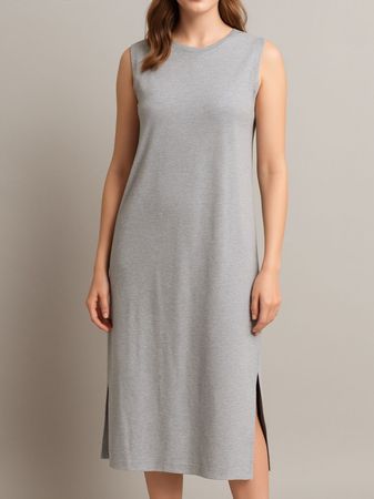 Kleid Grau Gr M Baumwolle casual Basic Minimalismus 93