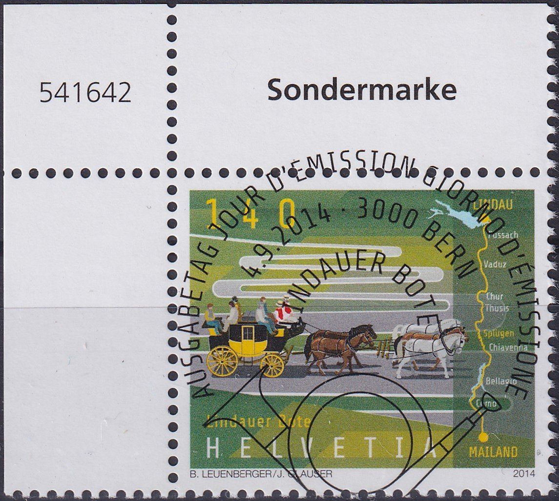 Tutti i francobolli: 2014, Nr.1525 "Lindauer Bote" mit ET-Voll-Stempel +ECKTABS. – Usato da Sursee venduto da Luzernerraute
