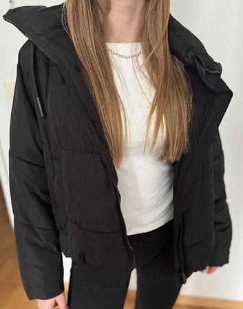 Schwarze Winterjacke von Zara, Grösse S