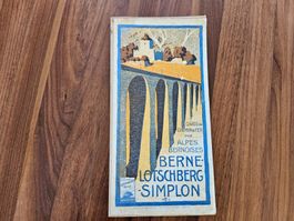 Alte BLS-Karte Berner Alpen, Lötschberg-Simplon, Vintage