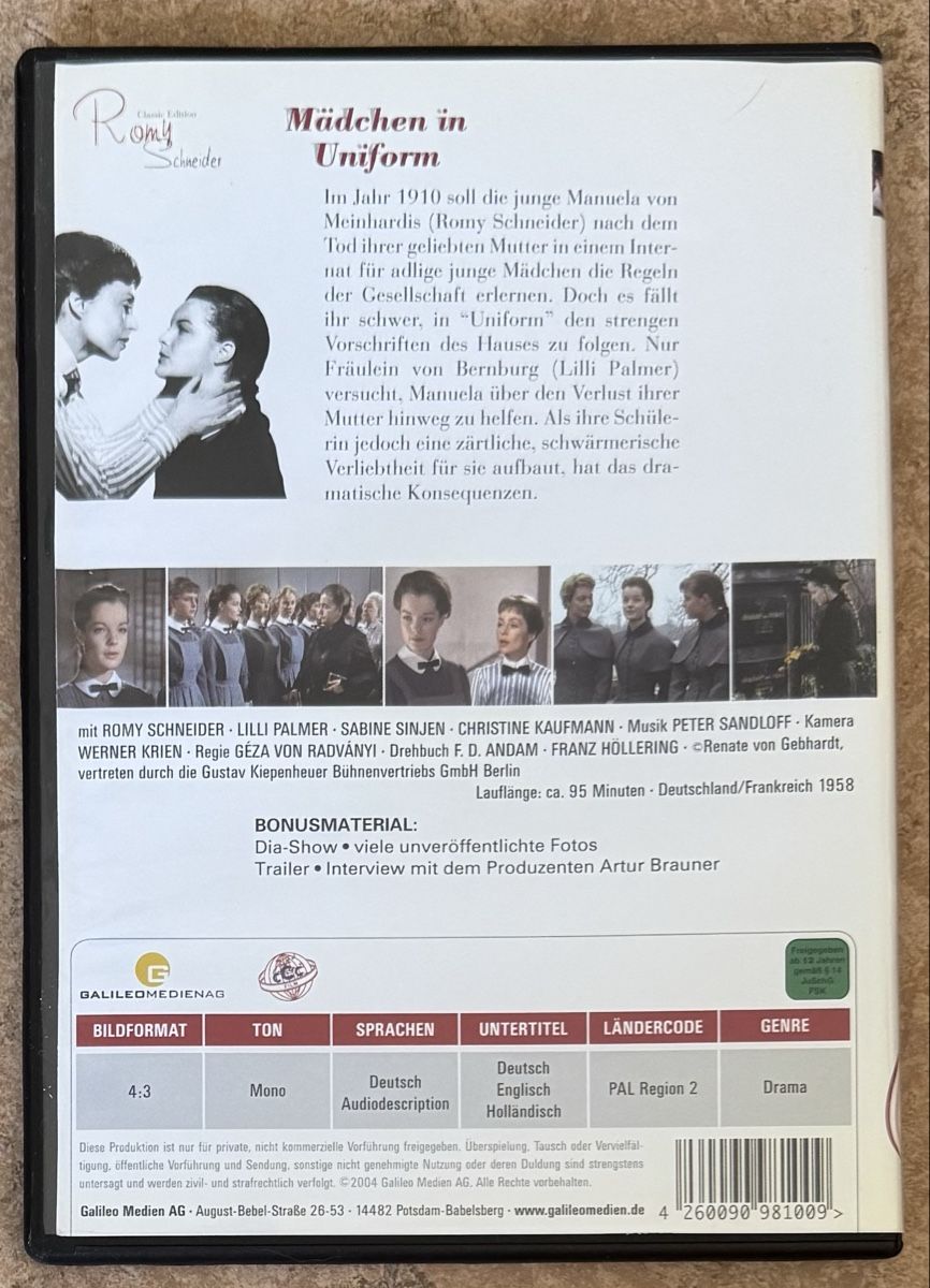 Alle DVDs: MÄDCHEN IN UNIFORM  – Neu (gemäss Beschreibung) aus Dietikon von AndreaSch01 1