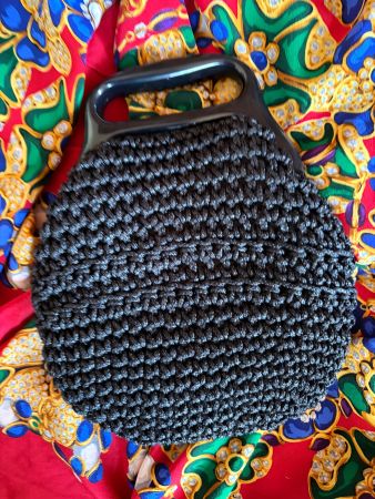 VINTAGE Antik Original Handtasche  / Schwarz Raffia