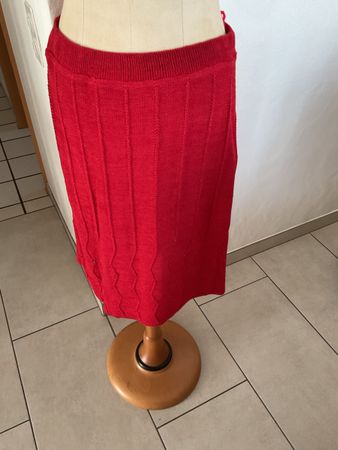 Damen Strickrock  rot 50% Leinen 50% Cotton Grösse M Linara
