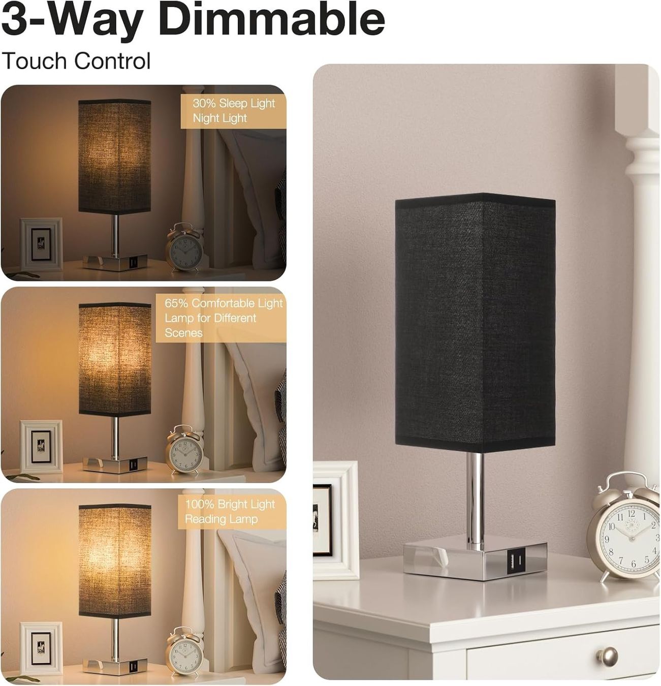 Lampade: Nachttischlampe Touch Dimmbar mit USB A+Typ-C-Anschlüssen – Nuovo e nell'imballaggio originale da Nuglar venduto da SaleRitter 1