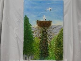 Acrylbild Storchennest