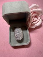 Bague ovale zirconium blanc
