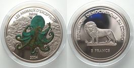 KONGO 5 Francs 2004 Oktopus BESONDERE TIERE Ku-Ni FARBE PP