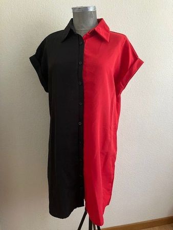 Robe chemise bicolore rouge et noire, stylée T 38