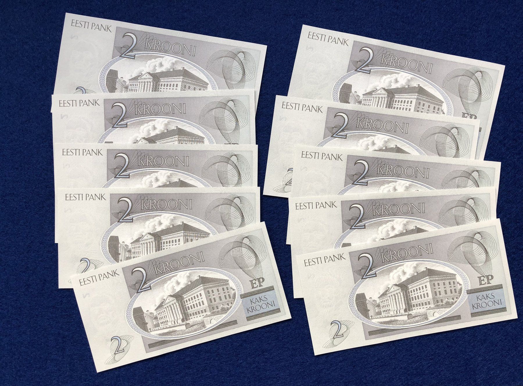 Banconote: Estland 2007 - 10 x 2 Krooni UNC – Nuovo e nell'imballaggio originale da Pfäffikon SZ venduto da Sieben77 1