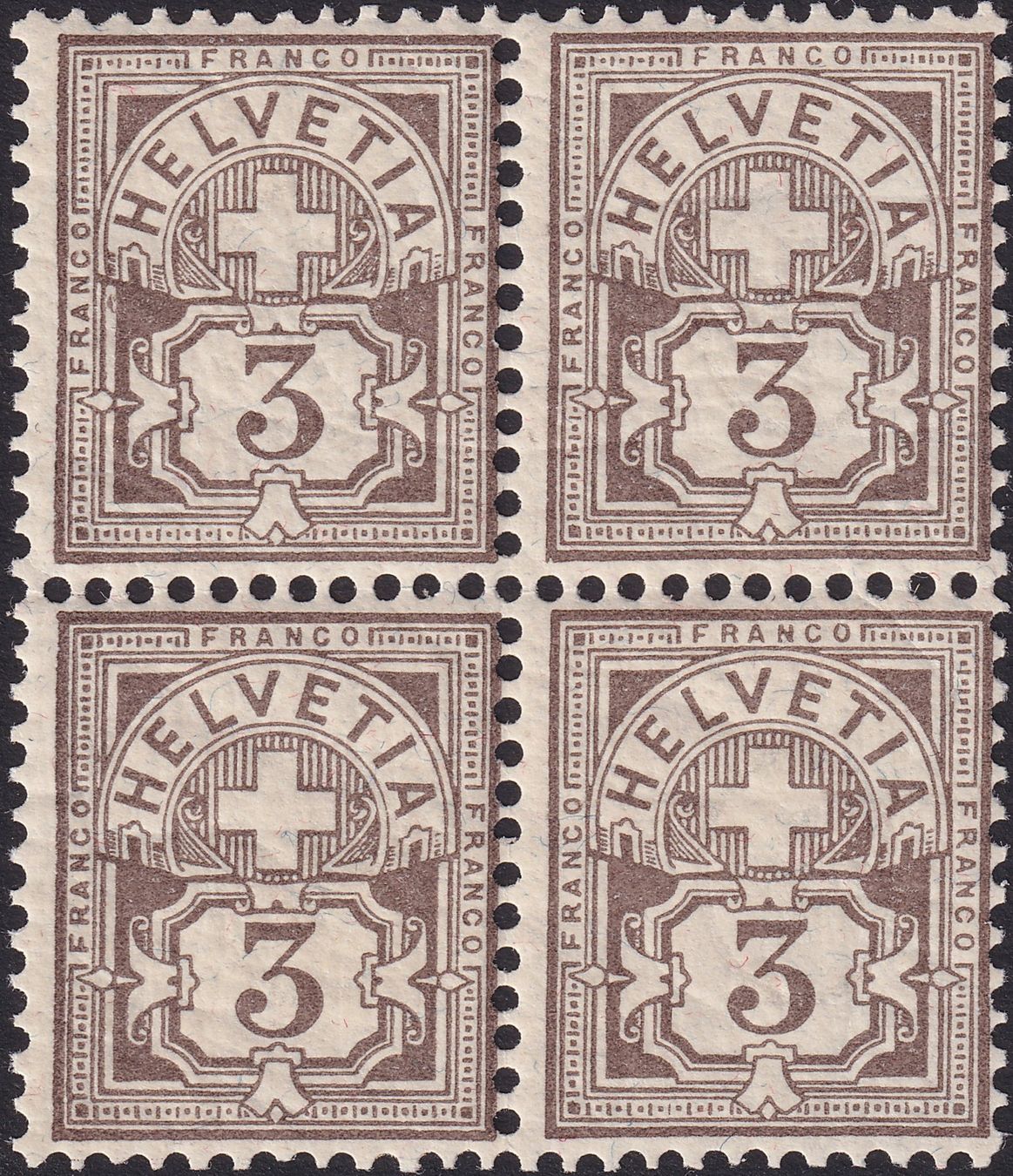 Alle Briefmarken: 1894: 59B im ** postfrischen Viererblock, Kat: 40.-+ – Gebraucht aus Sursee von Luzernerraute