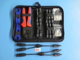 Solar MC4 Stecker Set 10 Stück + Y-Verteiler, Crimpzange