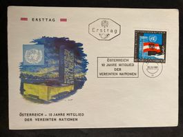 Österreich 1965 Ersttagsbrief 10 Jahre Mitglied UNO