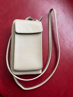 Beige oder grüne Echtleder-Smartphone-Tasche mit Bändel