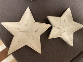 4 Schalen aus Holz, Sternform, Shabby Chic, Winter Deko!