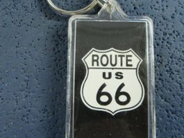 ROUTE 66 US PLEXI SCHLÜSSELANHÄNGER BEIDSEITIG VINTAGE