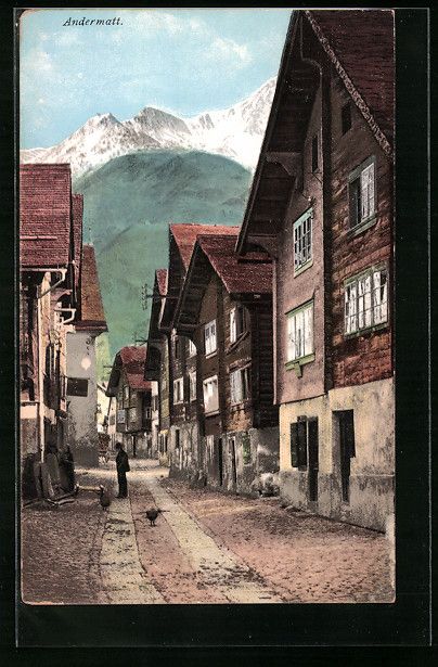 Cartoline postali: Andermatt, Strassenpartie mit Gebäudean – Usato da Berlin venduto da bartko-reher