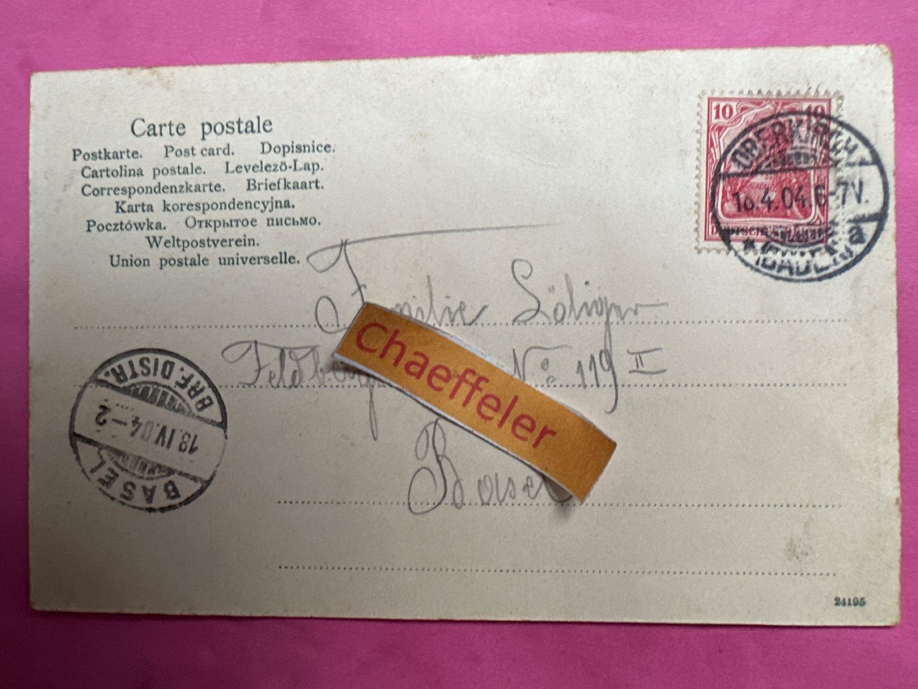 Ansichtskarten: 1904 Gruss aus Oberkirch – Gebraucht aus Zürich von Chaeffeler 1