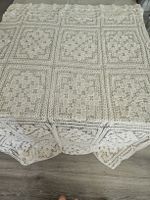 Vintage Gardine Handarbeit geklöppelt floral beige 135x240