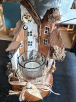 Geschenksidee- Handgefertigt Holz Deko Dorf Kerzenhalter