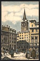 Künstler-AK Zürich, Ortspartie, 1914