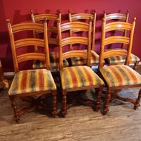 6 Esszimmer Stühle Louis XIII Stil Set X-Steg Ziernagel