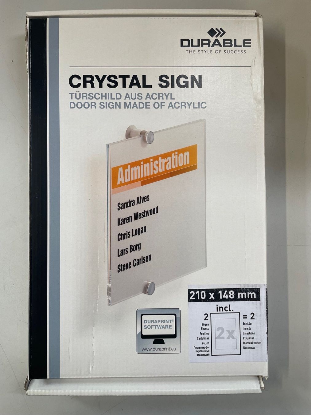 Schilder: Türschild aus Acrylglas Durable 210x148 – Neu und originalverpackt aus Uetendorf von PREBENA_AG