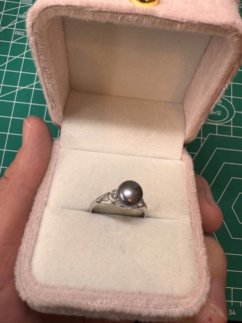 Ringe: Eleganter 925 Silberring mit edler dunkler EchtPerle Gr.58 – Gebraucht aus Zürich von hanna1990 1