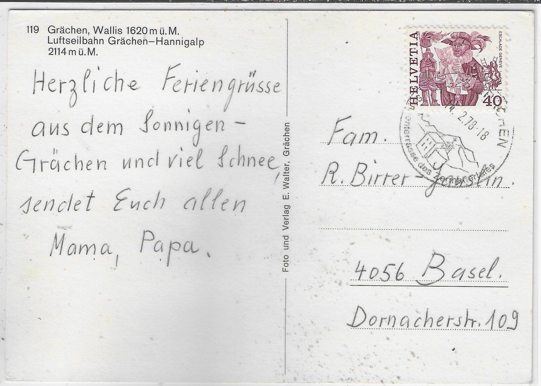 Cartoline postali: Grächen - Luftseilbahn Grächen-Hannigalp – Usato da Ettingen venduto da Kartenplanet 1
