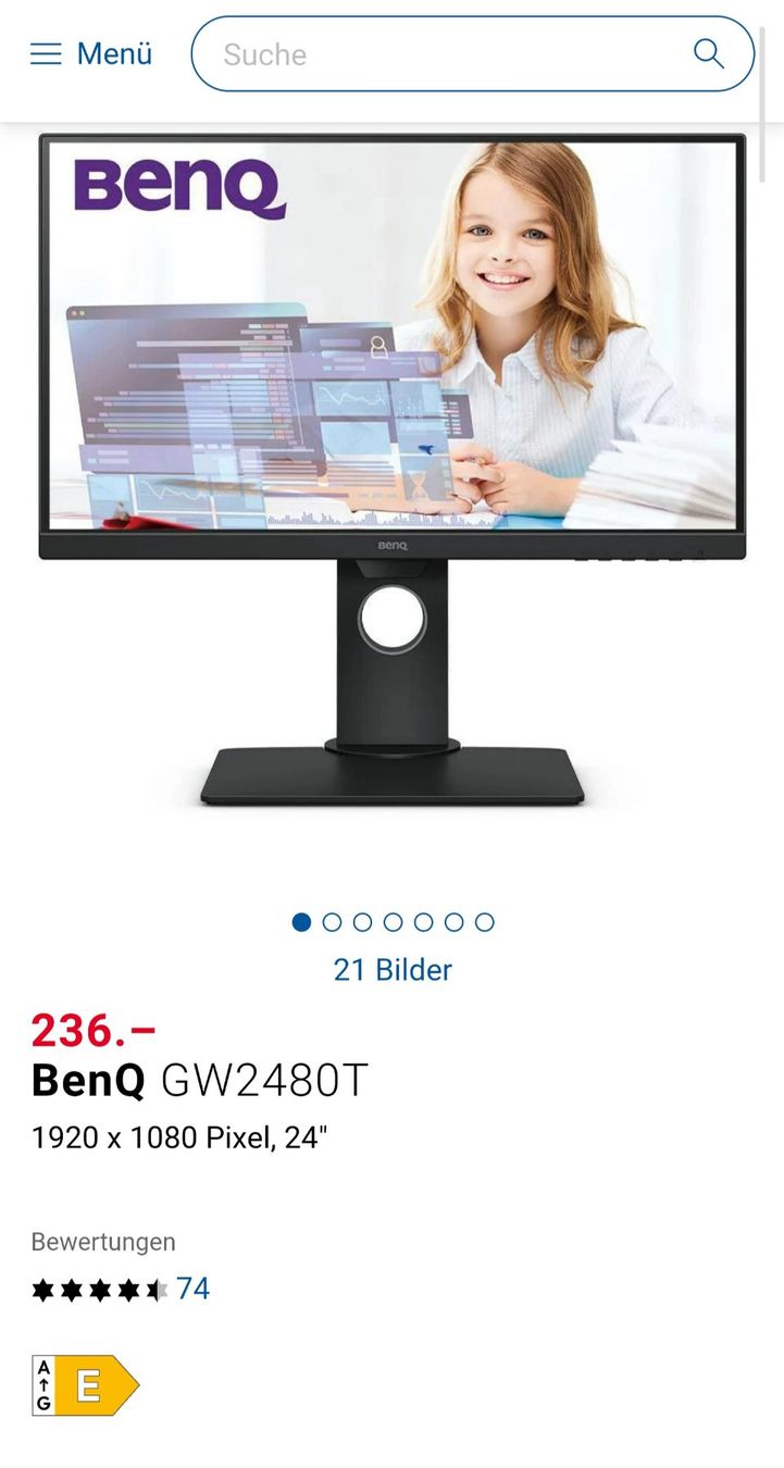 BenQ Monitore: 1 x Bildschirm Benq  24" (Zoll) für Computer oder Gamer. – Gebraucht aus Zürich von Leica.C89