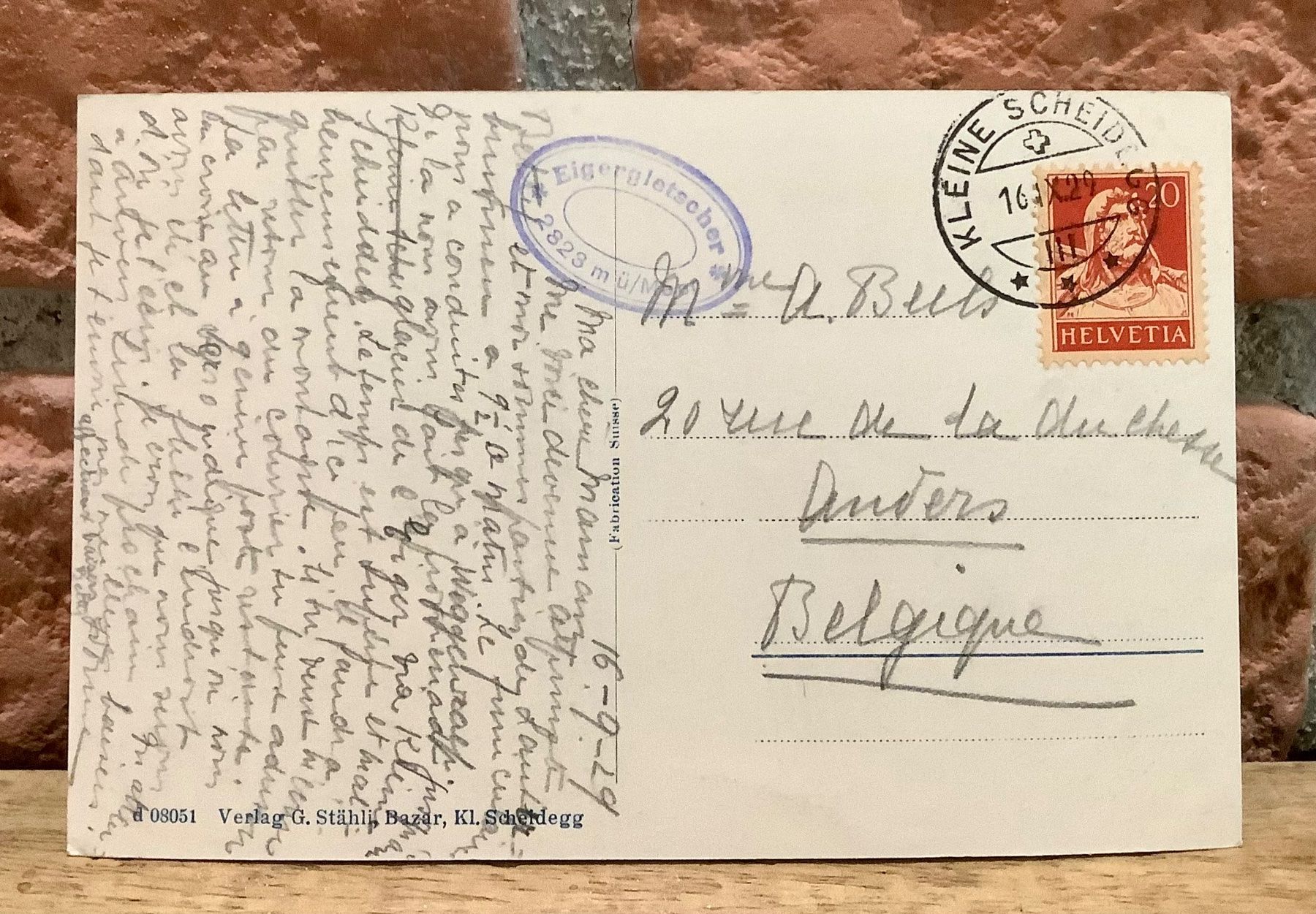 Cartoline postali: 1929 - KLEINE SCHEIDEGG Eiger, Mönch & Jungfrau – Usato da Root venduto da ENGLAND-TREASURES 2