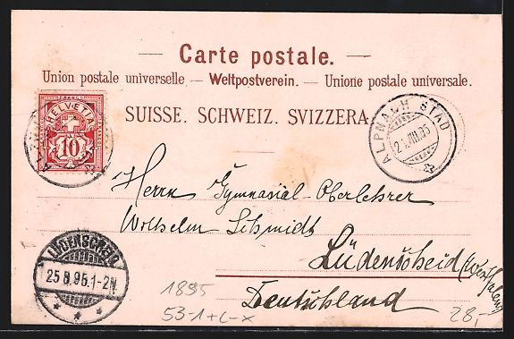 Cartoline postali: Vorläufer-Lithographie Pilatus, 1895, H – Usato da Berlin venduto da bartko-reher 1
