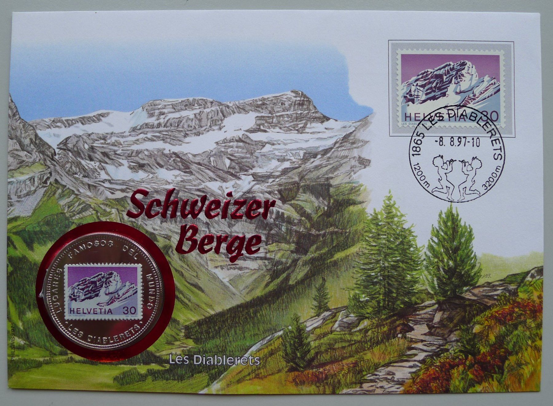 Tutti le monete: 1997: Numisbrief Schweizer Berge - Les Diablerets mit Nr.503 – Usato da Sursee venduto da Luzernerraute