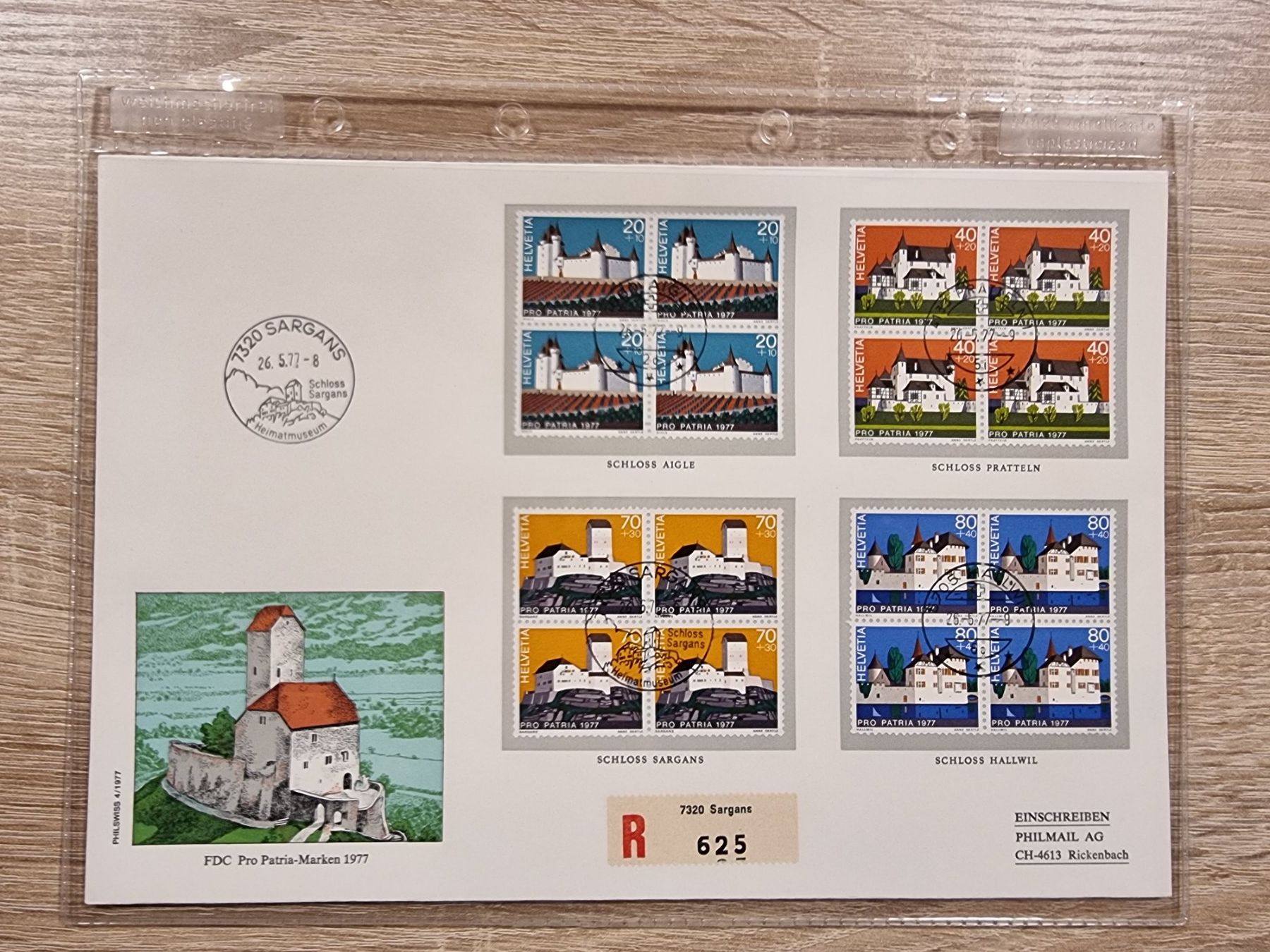 Tutti i francobolli: 1 Gross-FDC 26.5.77 - Schweizer Schlösser - Pro Patria – Usato da Buchen venduto da Jonny58