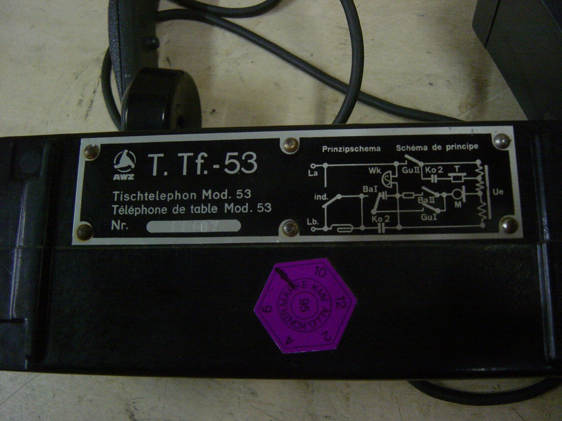 Telefone: Tischtelefon T.Tf.-53 Schweizer Armee – Gebraucht aus Safenwil von  5