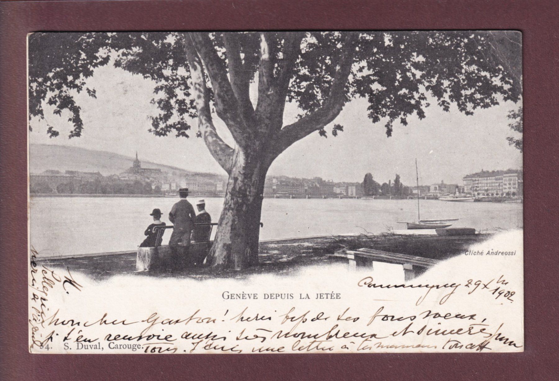 Cartoline postali: GENEVE depuis la Jetée - 1902 // pli d'angle // – Usato da Pully venduto da nicecards