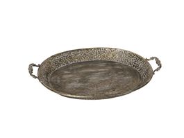 Deko Tablett Metall schwarz/silber Breite 49 x 34cm