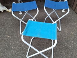 3Vintage  Klapphocker/Campinghocker , Metall weiss