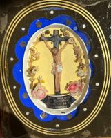 Alte, gerahmte Andacht, Kreuzigung Jesu, Rarität!🙏