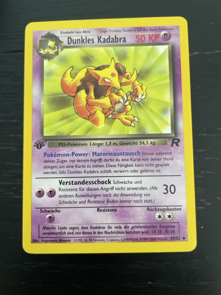 Pokémon Carte collezionabili: Pokemon Dunkles Kadabra 39/82 team rocket 1. edition – Usato da Hugelshofen venduto da Suimosa