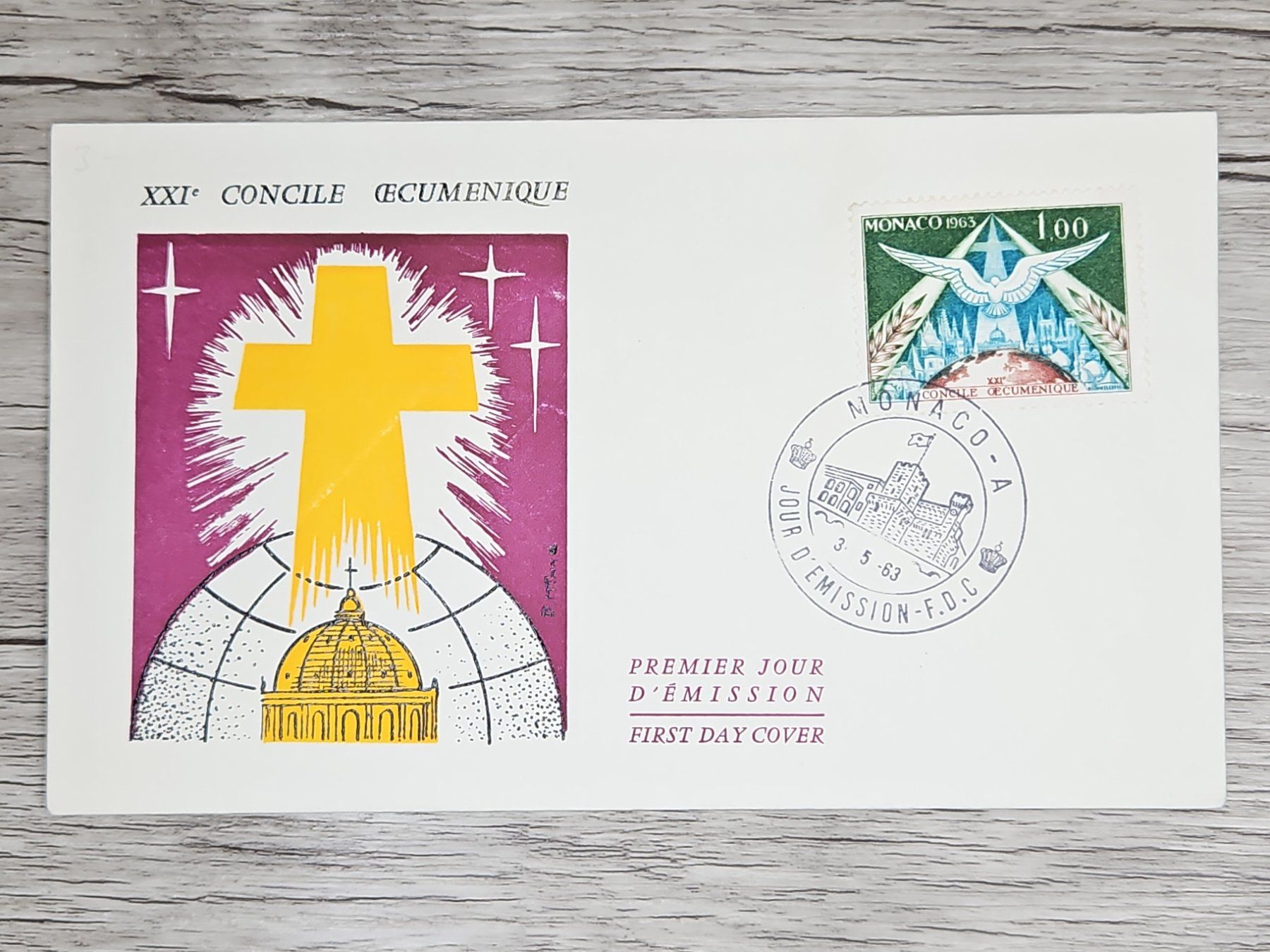 Tutti i francobolli: CL05 Enveloppe + Timbre Monaco 1963 – Usato da Cousset venduto da Patrick_Collections
