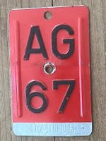AG 67 - VELONUMMER - FAHRRADSCHILD - PLAQUE DE VELO - AG 67