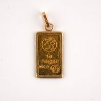 1g Goldbarren mit Fassung