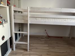 IKEA Hochbett weiss, Lattenrost & Matratze 90x200 cm