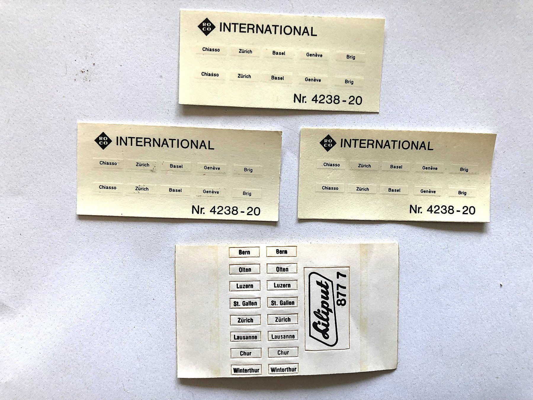 Roco Modelleisenbahnen: Roco/Liliput:  Zugsschilder – Neu (gemäss Beschreibung) aus Steffisburg von tiger1952