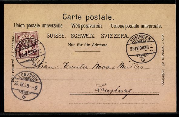 Cartes postales: Litho Zofingen, Post und Bahnhofstrasse, – D'occasion à Berlin par bartko-reher 1