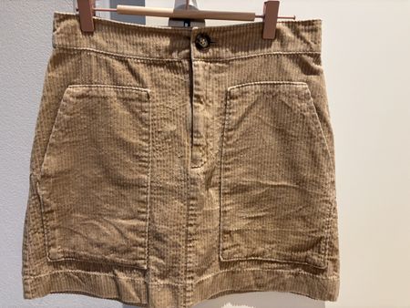 Mini-jupe en velours côtelé beige, H&M 40