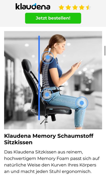 Sitzkissen und Rückenkissen mit Memory-Form Klaudena