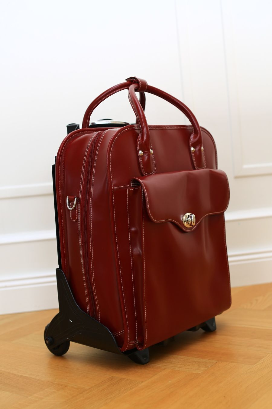 Valises de voyage: Rote Leder Laptop Aktentasche mit Rollen – Neuf (Voir description) à Wettswil par mk34
